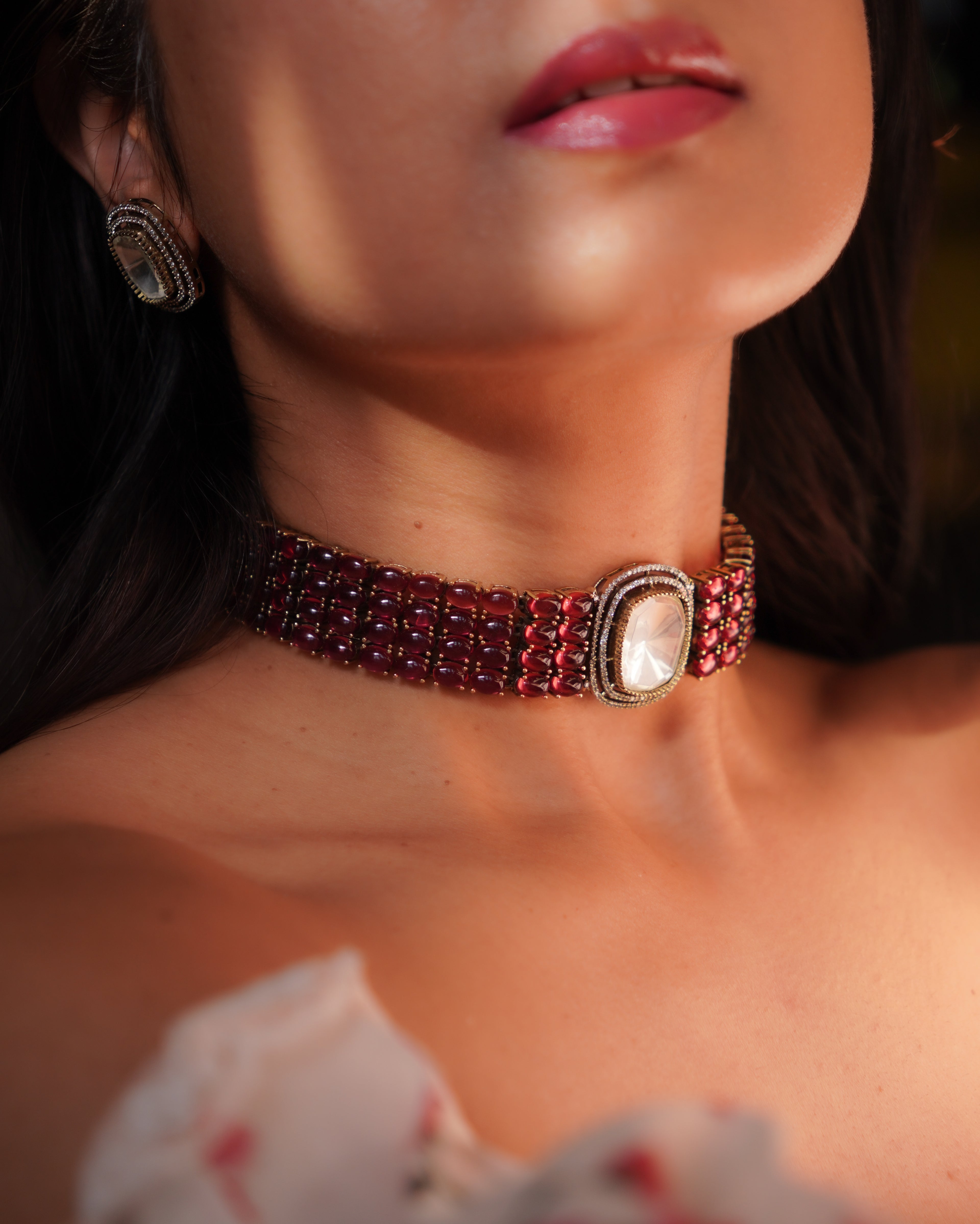 ZIKHIN- Elegant Diva Choker Necklace With Matching Earrings