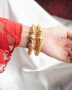 ORO-Textured Gold Bangles with Classic Detailing