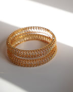 ORO- Leaf  Pattern American Diamond Studded Bangle