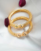 ORO-Textured Gold Bangles with Classic Detailing