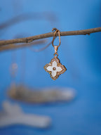 FLORA- Anti-Tarnish Gold Finish AD Clover Pendant Necklace with Mother of Pearl Shell