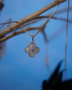 FLORA- Anti-Tarnish Gold Finish Clover Pendant Necklace with Mother of Pearl Detail