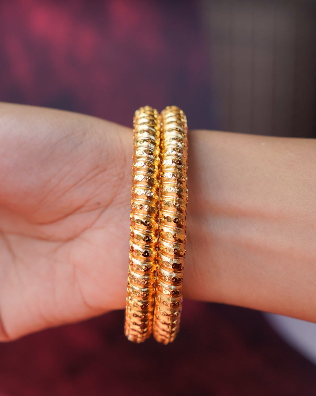 ORO- Gold Filled Brass Classic Textured Daily Wear Bangles