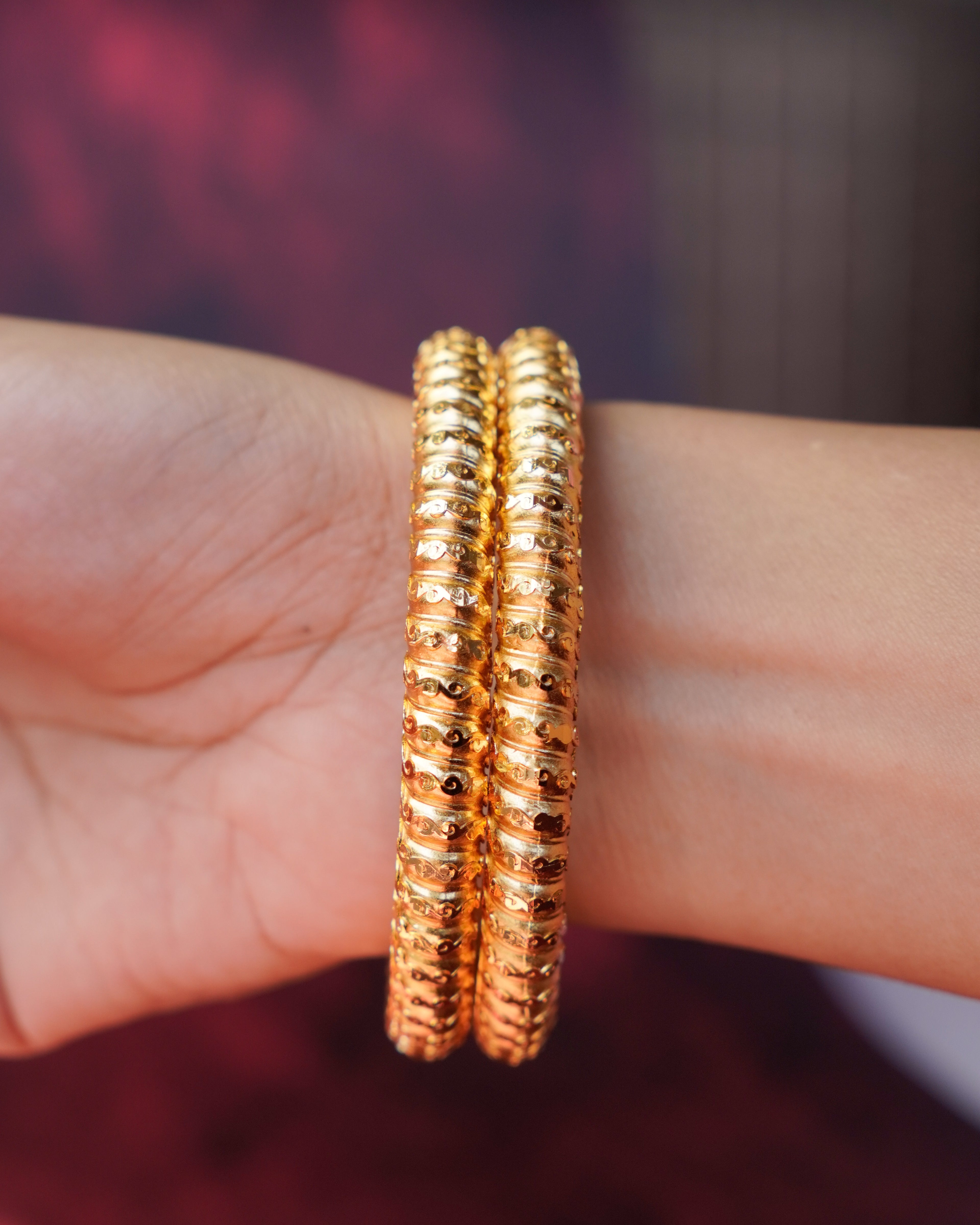 ORO- Gold Filled Brass Classic Textured Daily Wear Bangles