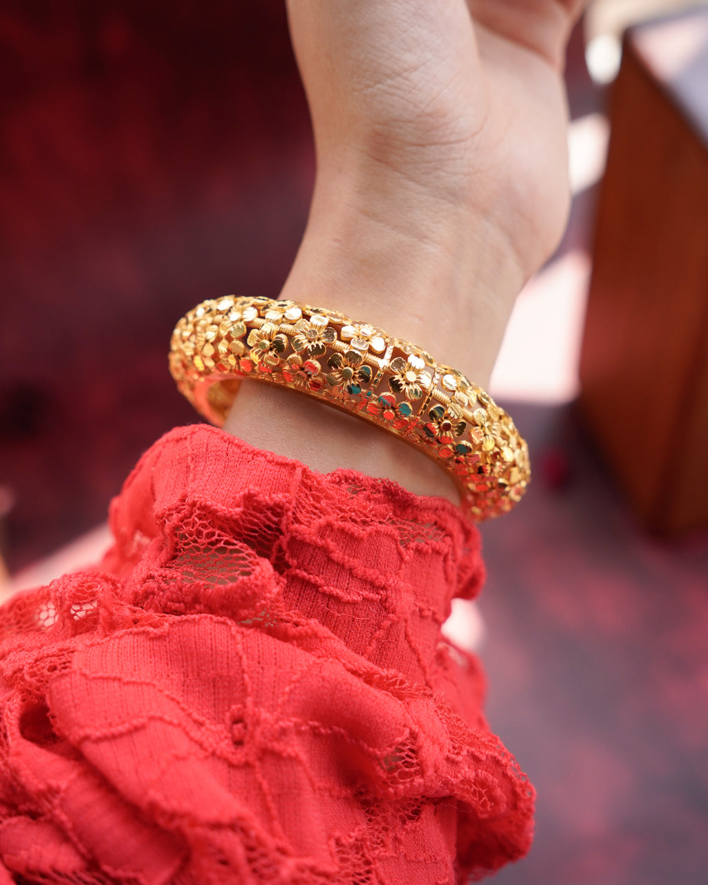 ORO- Floral Gold Bangles-Intricate Everyday Luxe