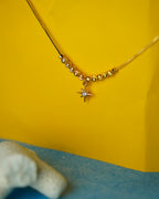 FLORA-Anti-Tarnish Gold Finish Star Charm Pendant Necklace | Minimal Beaded Chain