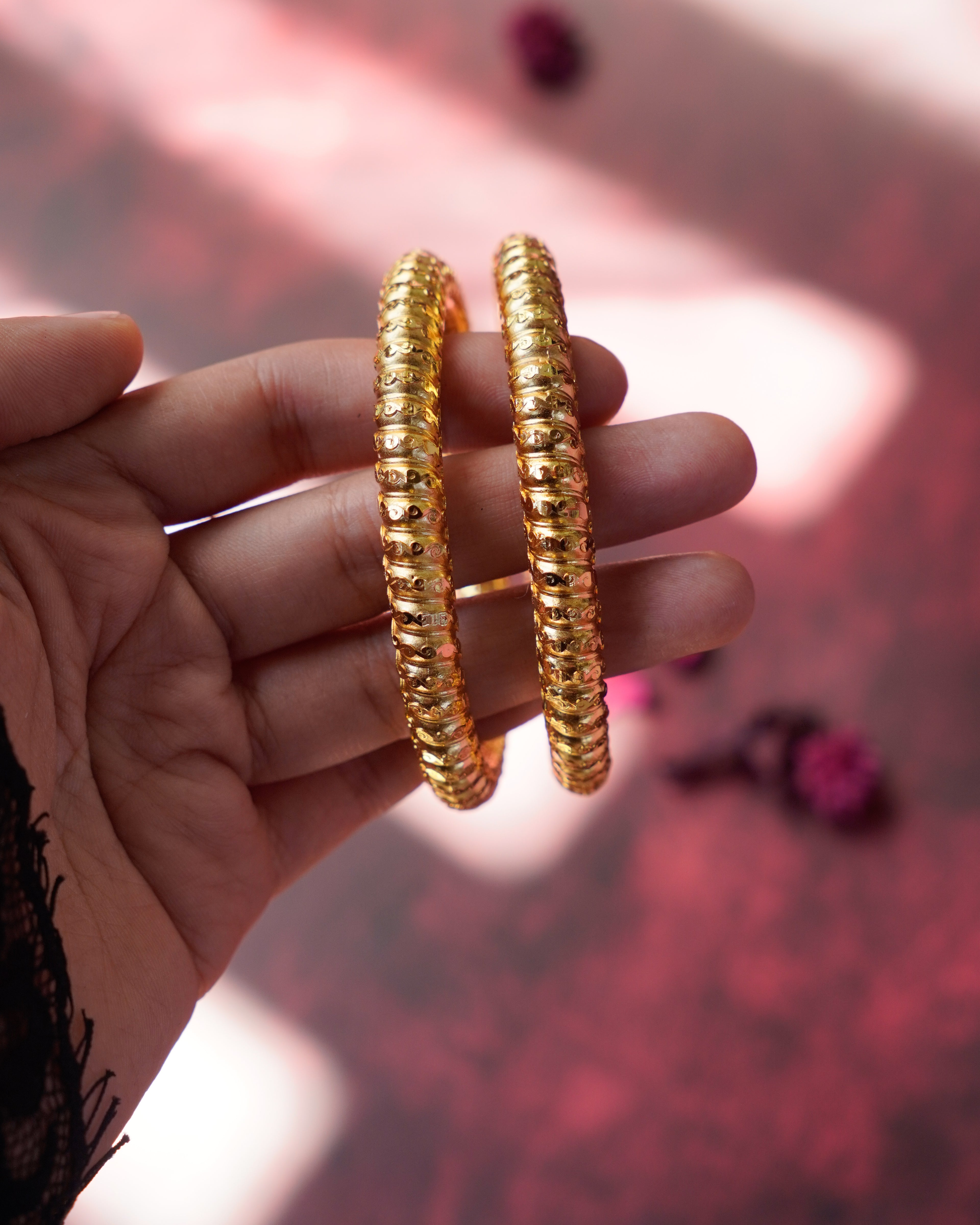 ORO- Gold Filled Brass Classic Textured Daily Wear Bangles