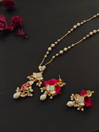 ZIKHIN-Long Multi Colour Jadau Kundan Necklace Set