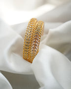 ORO- Leaf  Pattern American Diamond Studded Bangle