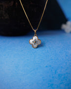 FLORA- Anti-Tarnish Gold Finish Clover Pendant Necklace with Mother of Pearl Detail