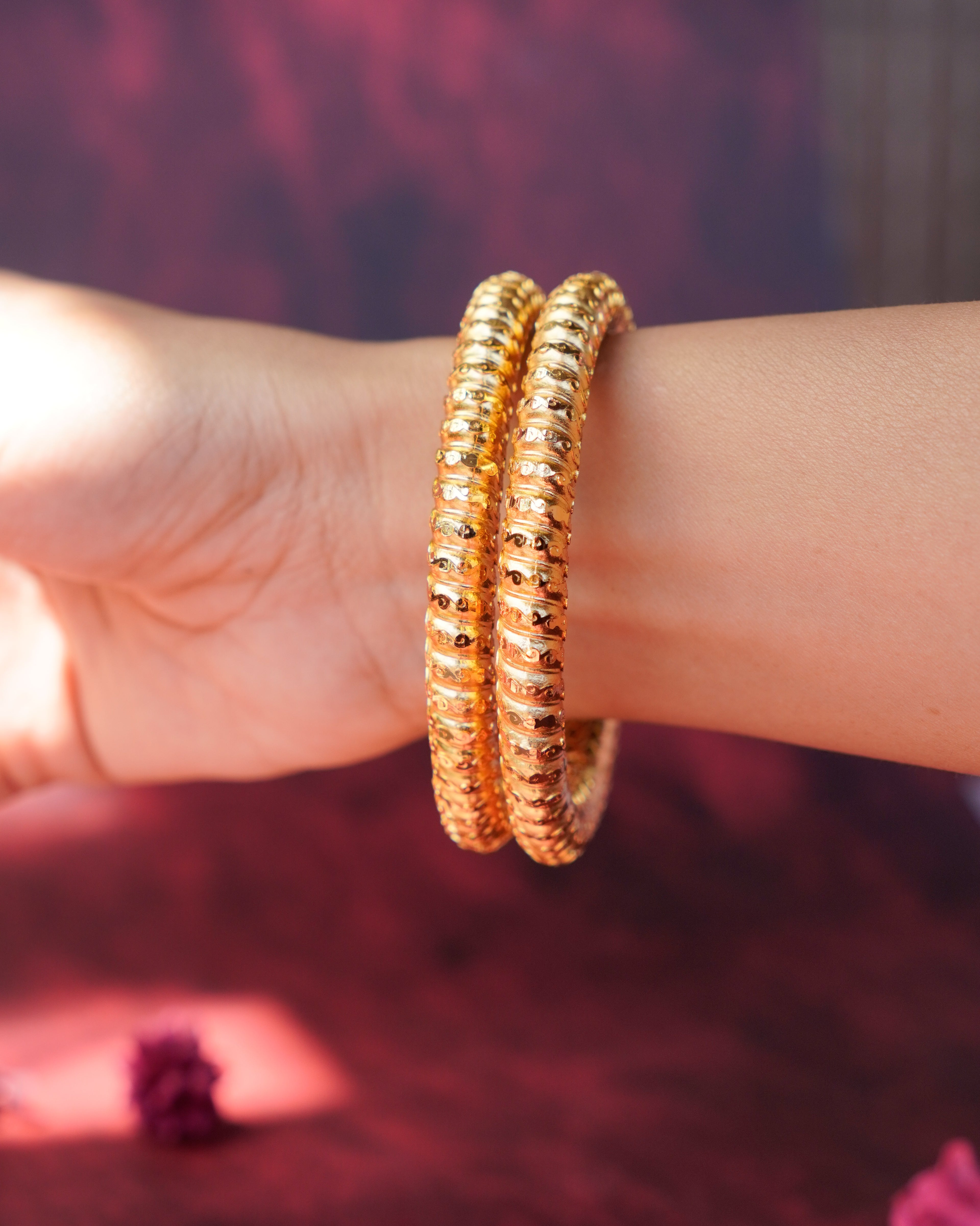 ORO- Gold Filled Brass Classic Textured Daily Wear Bangles