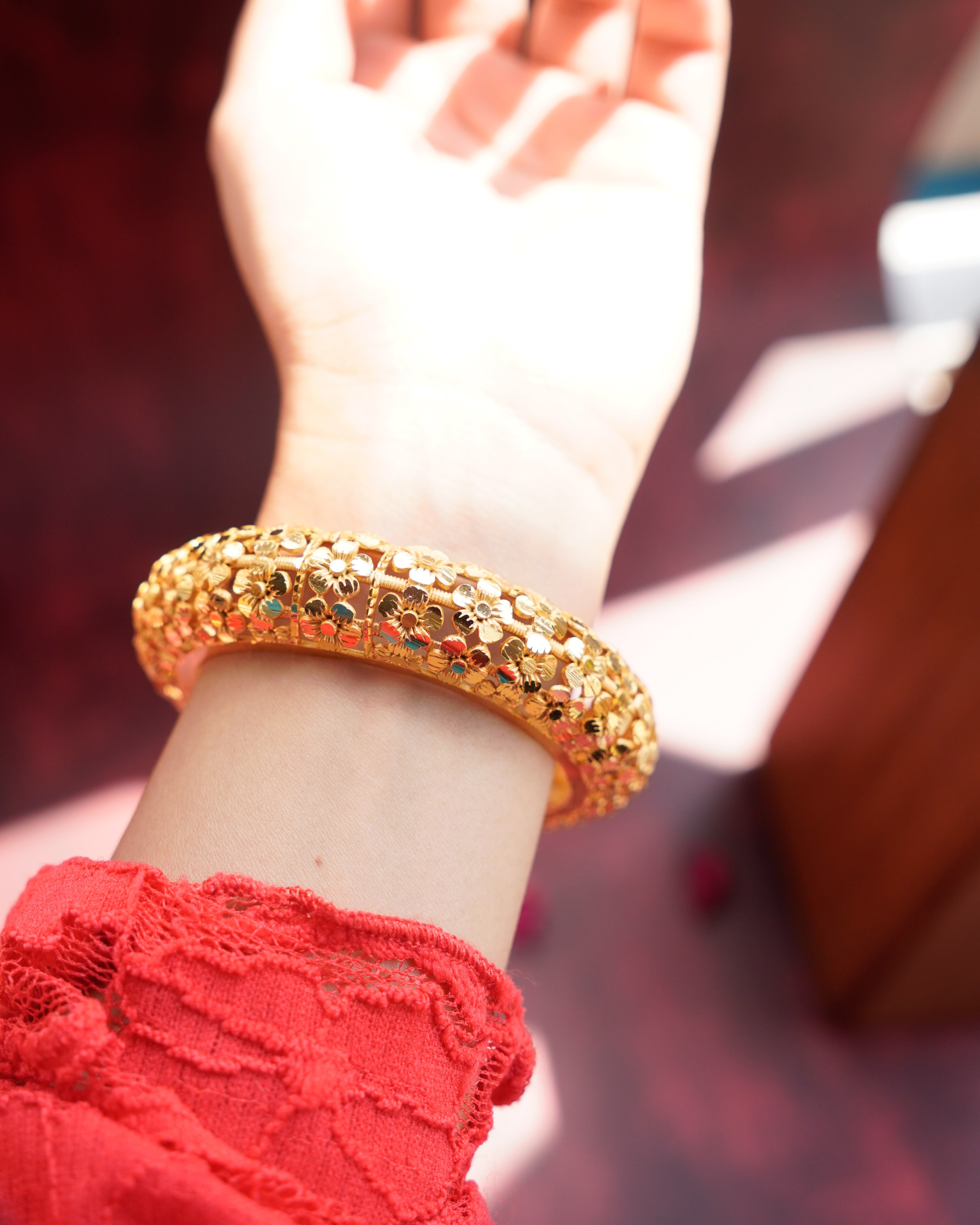 ORO- Floral Gold Bangles-Intricate Everyday Luxe
