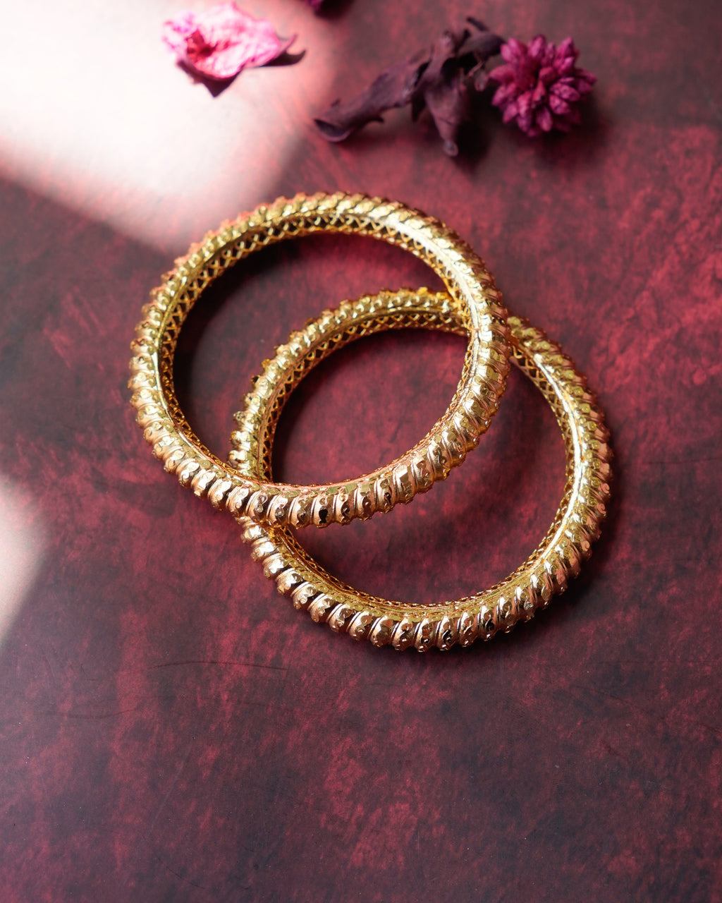 ORO- Gold Filled Brass Classic Textured Daily Wear Bangles