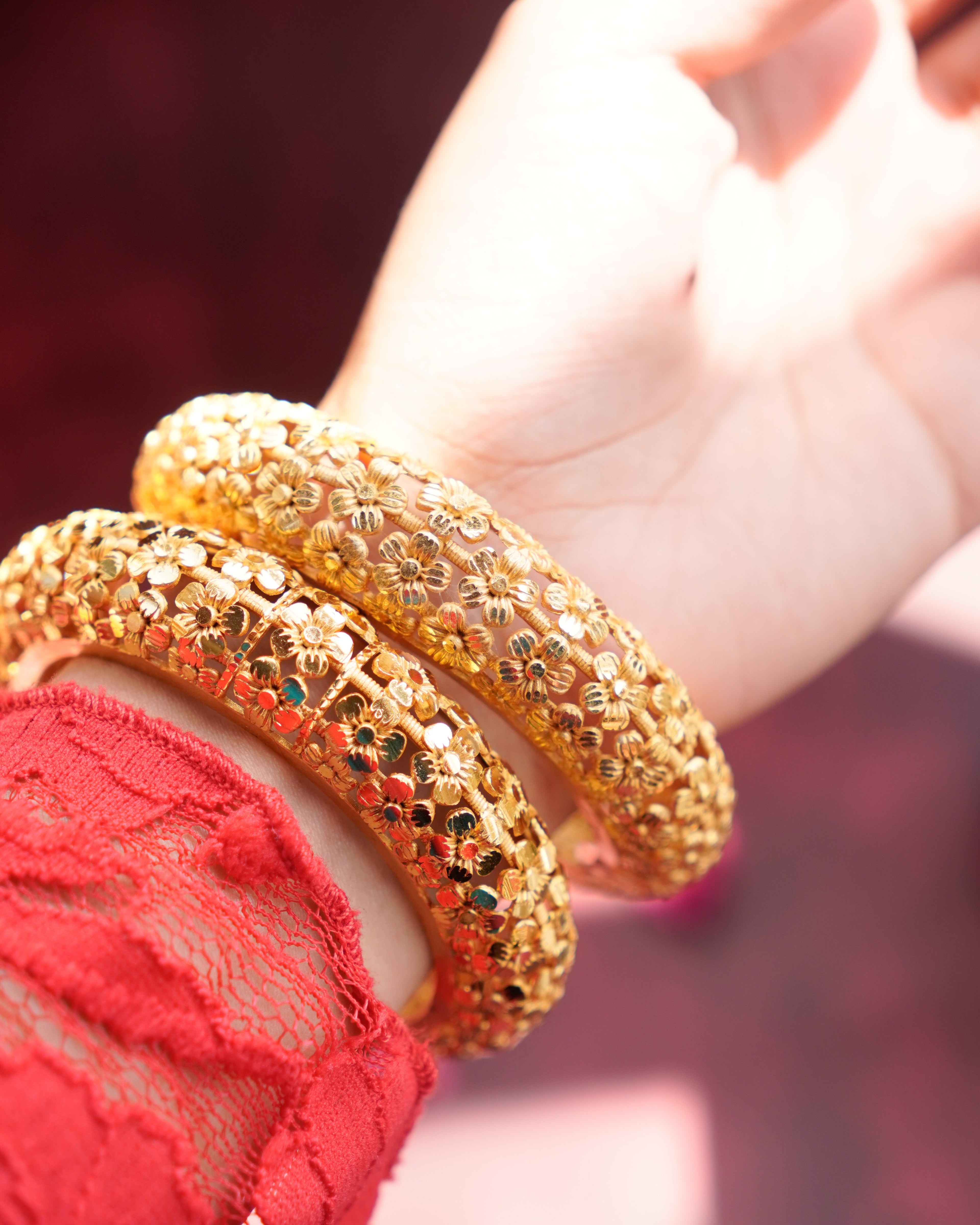 ORO- Floral Gold Bangles-Intricate Everyday Luxe