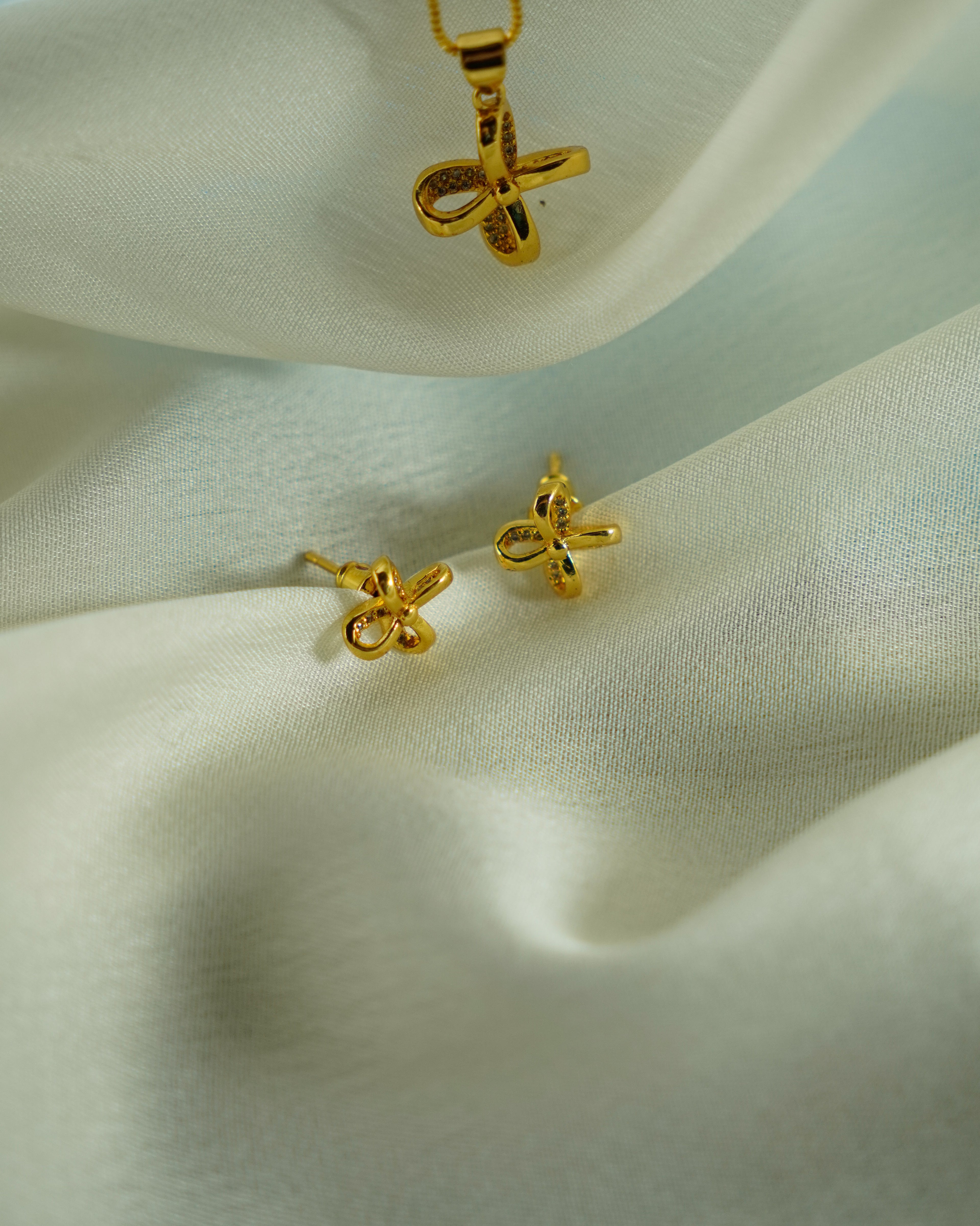 FLORA-  Bow Pendant Set with Earrings